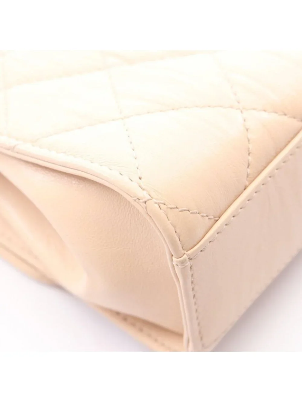 Chanel Shoulder Bag Quilted Top Handle 2-Way Beige Leather Chain